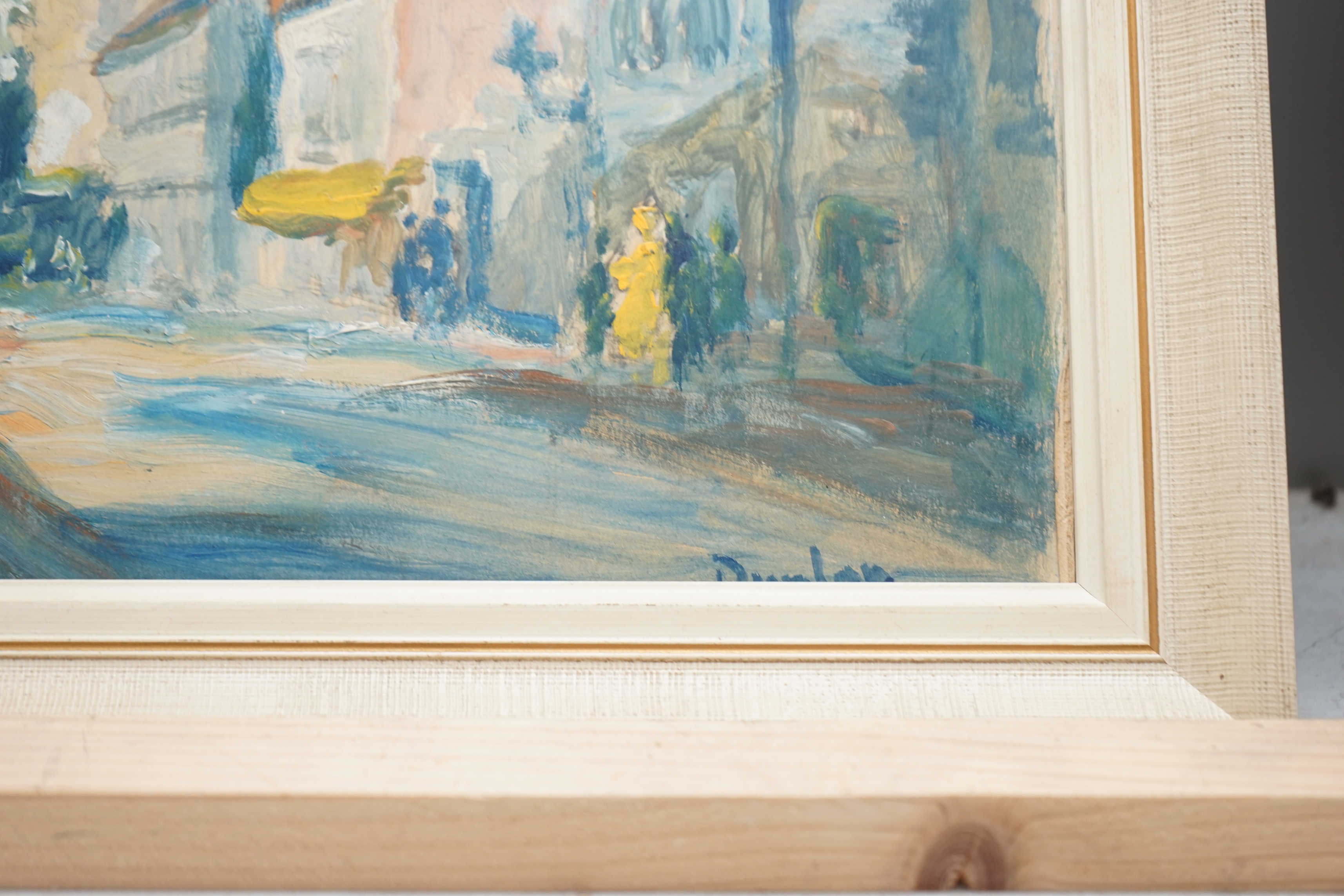 Ronald Ossory Dunlop RA (Irish, 1894-1973) Impressionist oil on board, Street scene, signed, 19 x 26cm